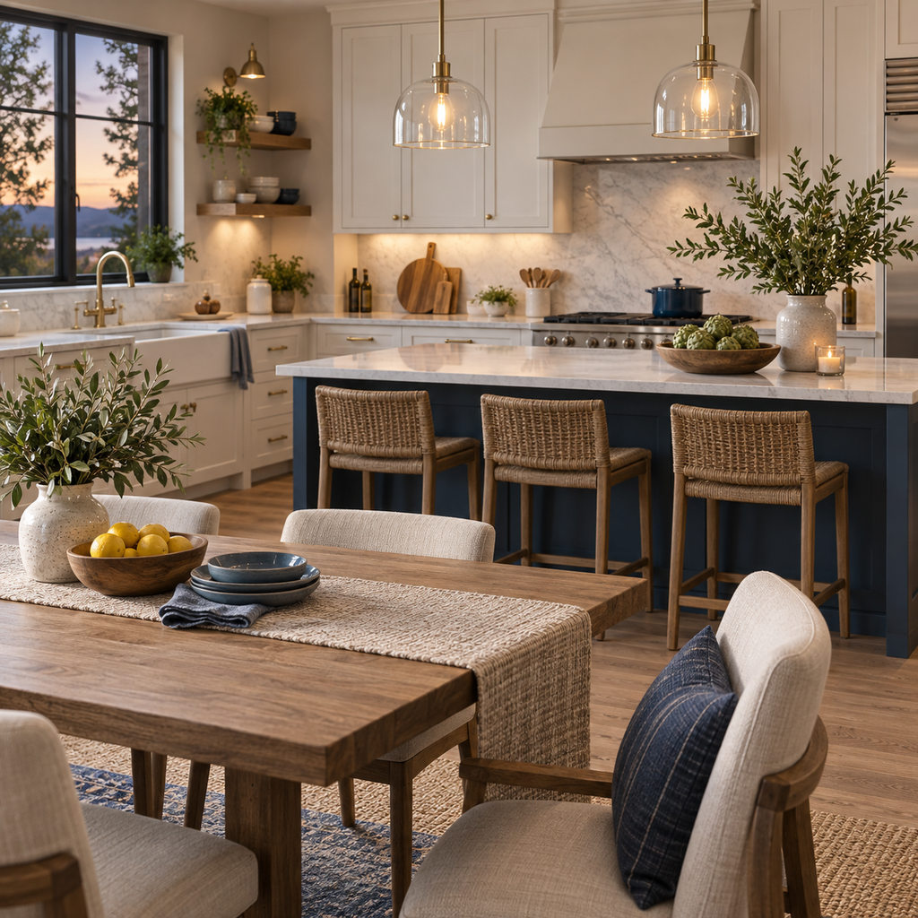 Modern kitchen and dining area